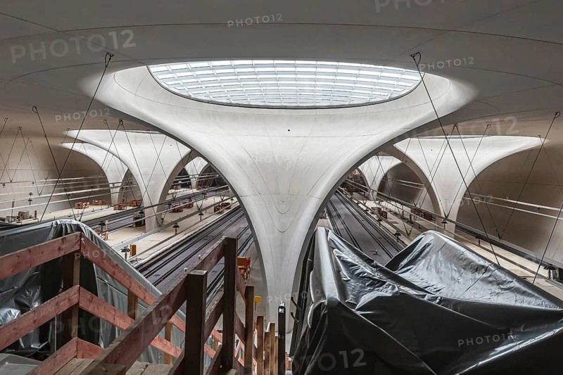 Open construction days at the new main train station. For three days, visitors can find out about the Stuttgart 21 billion-dollar project. View of the platform with tracks. 38 so-called chalice supports will support the roof of the new transit station. By Easter month, Werder is once again expecting around 80000 visitors. It is still unclear when the new transit station will open. The date has already been postponed several times. Stuttgart, Baden-Württemberg, Germany