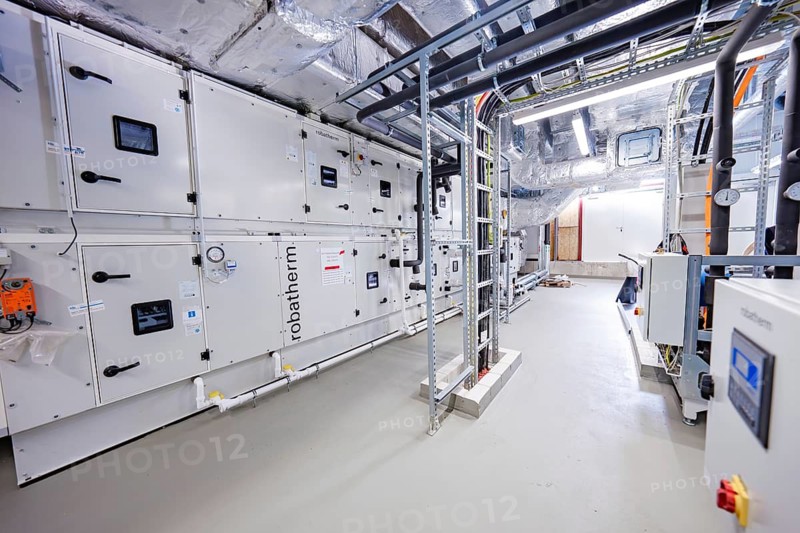 Well-organized technical room with ventilation installations and industrial equipment, ventilation system, technical room, Calw, Germany