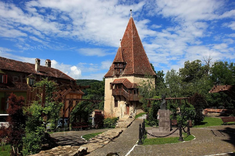 Romania, the shoemaker's tower, Turnul Cizmarilor in the historic old town of Sighisoara, German Sighisoara, town in Mures district in Transylvania, UNESCO World Heritage Site