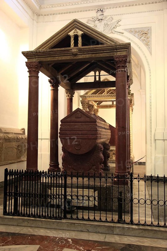City of Palermo, the Cathedral Maria Santissima Assunta, sarcophagus in the crypt, tomb of Frederico II, UNESCO World Heritage Site, Sicily, Italy