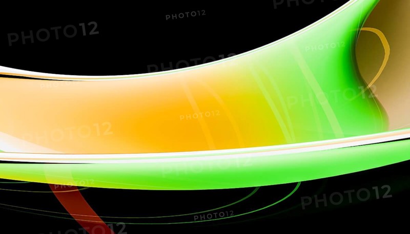 A vivid abstract wave illustration featuring gradient curves in green and orange hues on a black background The smooth flow evokes a sense of movement and creativity