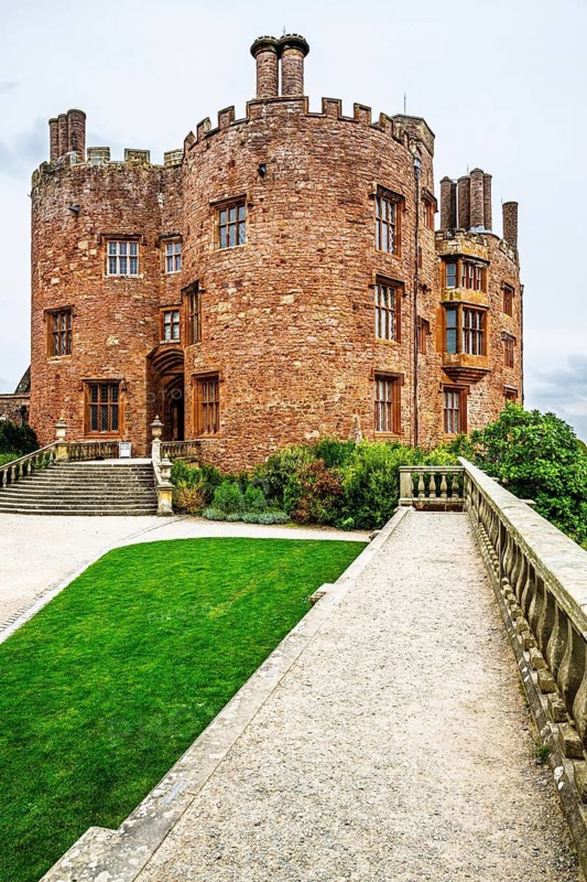 Autumn colors over Powis Castle and Garden, Welshpool, Powys, Wales, UK