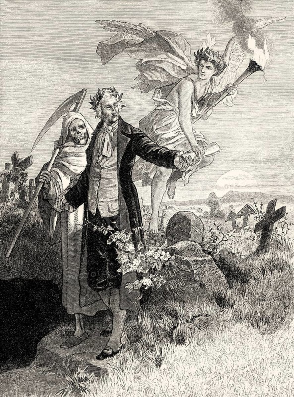 Scene from Zahme Xenien, a rhymed distich by Johann Wolfgang von Goethe and Friedrich Schiller