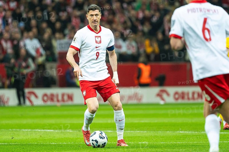 WARSAW, POLAND - MARCH 21, 2025: Qualifications for FIFA World Championship 2026. Match Poland - Lithuania 1:0. In action Robert Lewandowski