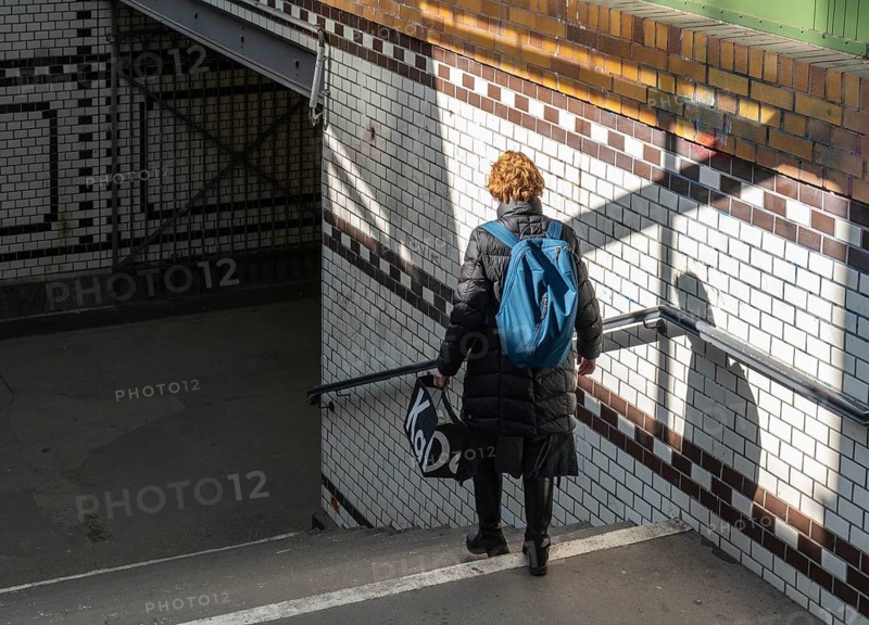 Stairs to the connecting tunnel of the S-Bahn platforms at Lichterfelde West station, Berlin, Germany