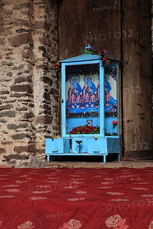 Amhara region, near Gondar, Gonder, prayer shrine at the Debre Berhan Selassie church, built in the 17th century, UNESCO, World Heritage Site, world, heritage, cultural heritage, Ethiopia