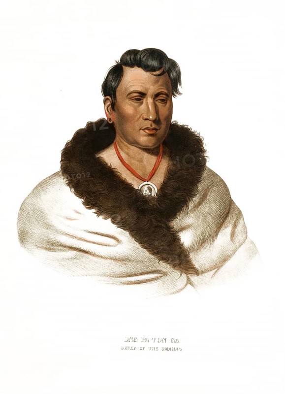 American Indian, Native American, Ong Pa Ton Ga, Chief of the Omaha tribe, United States of America, USA, Painting by Charles Bird King (1785, 1862), c. 1840, Historic, digitally restored reproduction from a 19th century original, Record date not stated