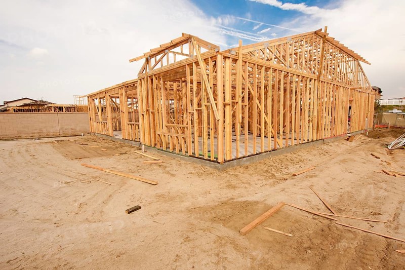 New Construction Wood Home Framing Abstract