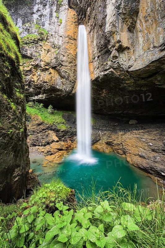 Waterfall on the Klausen Pass, Glarus, Switzerland