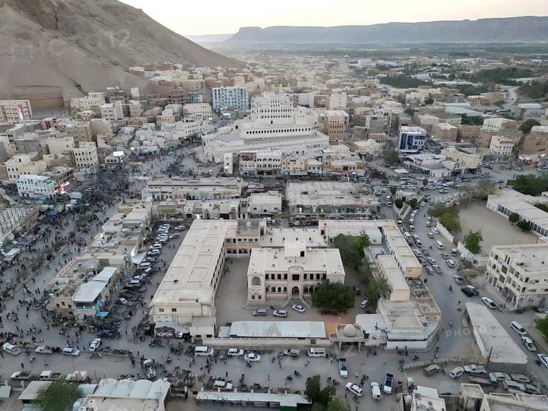 In Seiyun, Yemen on January 09, 2026, aerial drone footage shows the city of Seiyun in southern Yemen amidst ongoing military unrest and conflict. The city faces significant tension during the power struggle between the government-backed Yemeni Armed Forces and the Southern Transitional Council (STC) following recent military operations in the region, Hadhramaut, Seiyun, Yemen