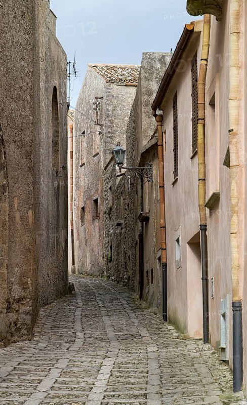 Alley in Erice, Sicily, Italy