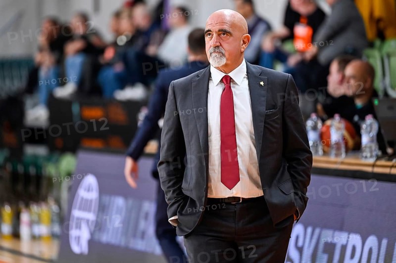 POLKOWICE, POLAND - NOVEMBER 9, 2022: Baskteball match EuroLeague Women between BC Polkowice - Virtus Segafredo Bologna. Giampiero Ticchi head coach of Bologna.