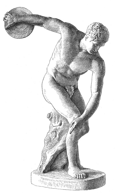 The Discobolus, a Greek statue, ancient Olympic discus thrower
