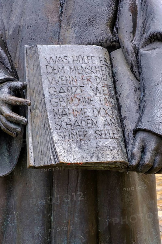 Martin Luther Monument and Old Latin School, Weißenburg in Bavaria, Altmühltal, Franconian Lake District, Middle Franconia, Franconia, Bavaria, Germany