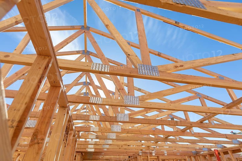 Wood Home Framing Abstract At Construction Site