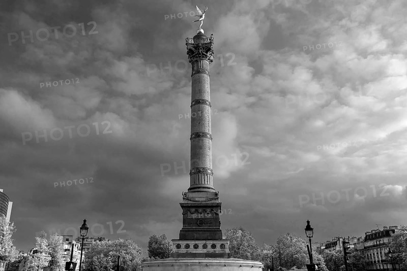 July Column on the Place de la Bastille, black and white, Paris France