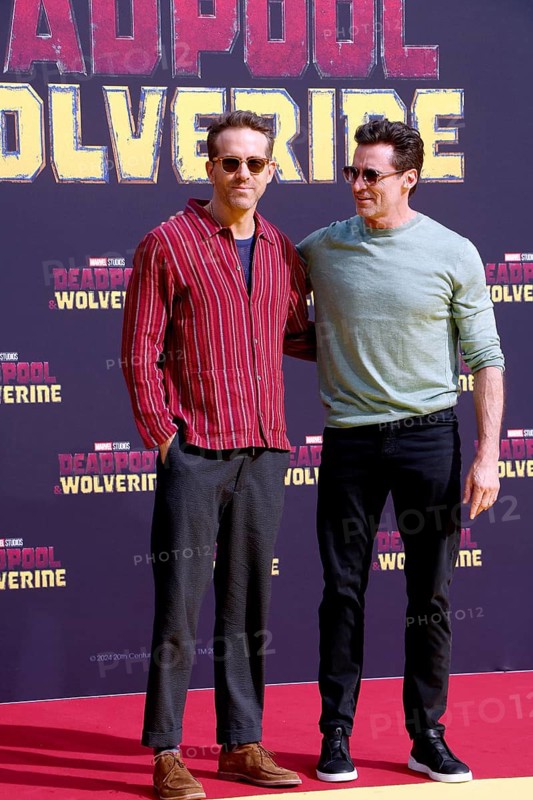 Ryan Reynolds and Hugh Jackmann at the Deadpool Wolverine fan event at Uber Platz in Berlin on 7 July 2024