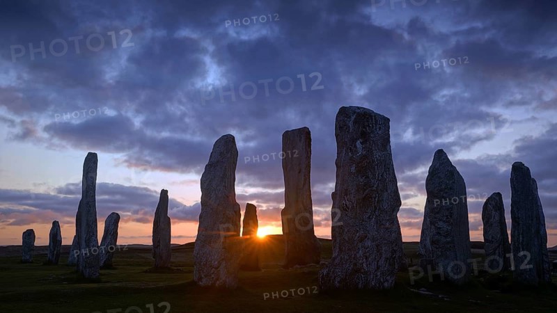 Europe, Scotland, Great Britain, England, Isle of Lewis, sunset, evening mood, monoliths, callanish, standing stones if callanish
