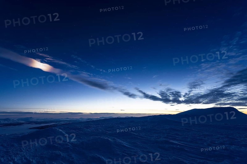 Twilight, blue hour, Stora Sjöfallet National Park, Laponia World Heritage Site, Norrbotten, Lapland, Sweden, April 2021