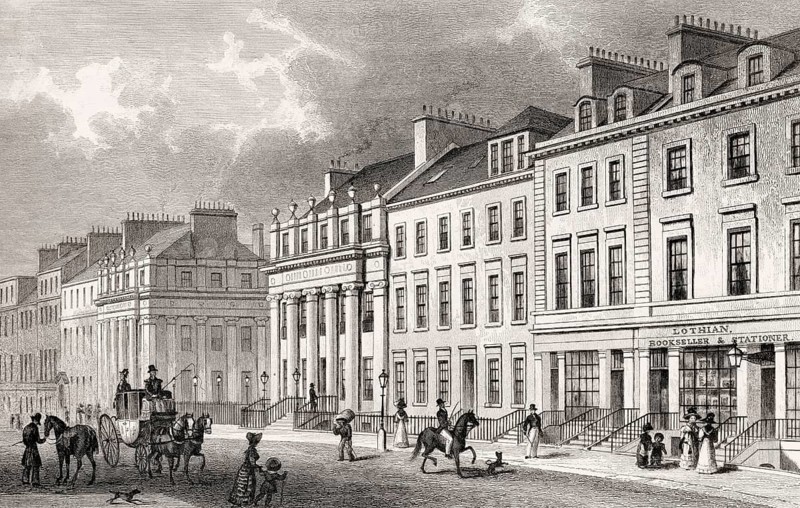 East Side of St Andrew's Square, Edinburgh, Scotland, 19th century, from Modern Athens by Th. H. Shepherd
