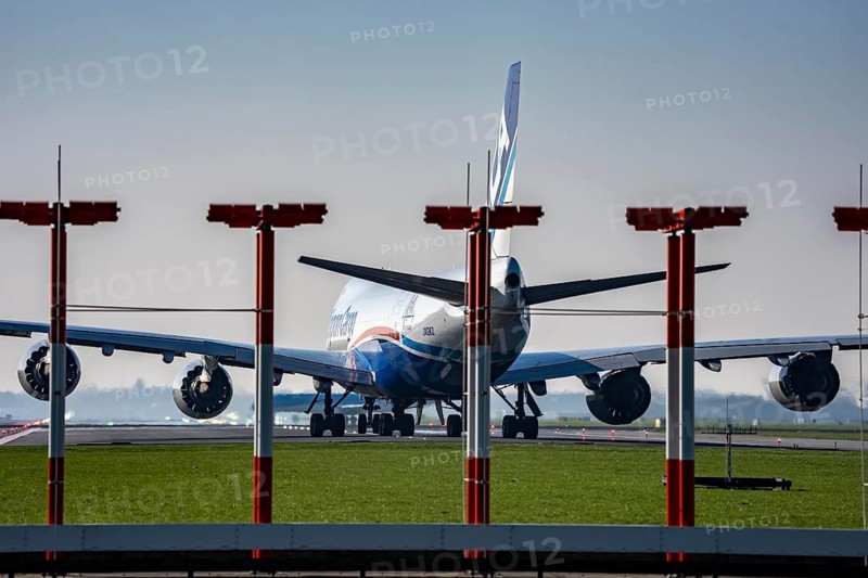 Amsterdam Schiphol Airport, Aalsmeerbaan runway, 18L-36R, Nippon Cargo Boeing 747, Jumbo Jet, plane on the runway, Netherlands