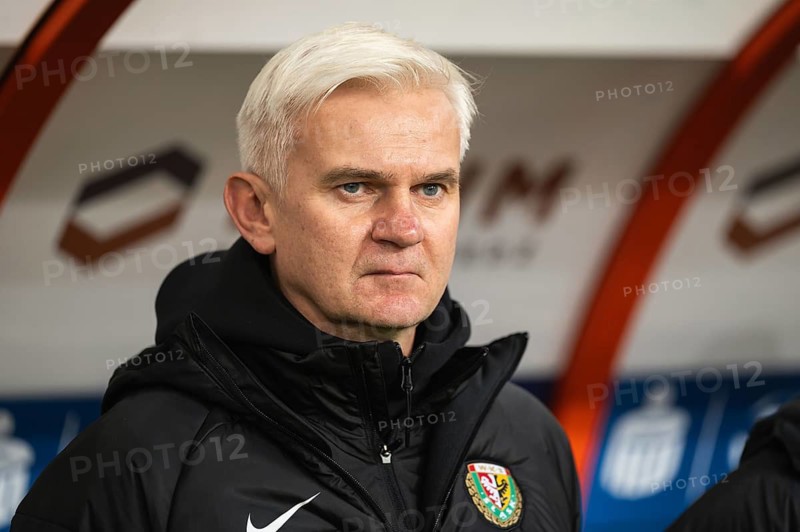 LUBIN, POLAND - DECEMBER 15, 2023: Football match Polish PKO Ekstraklasa between KGHM Zaglebie Lubin vs Slask Wroclaw 1:2. Jacek Magiera head coach of Slask