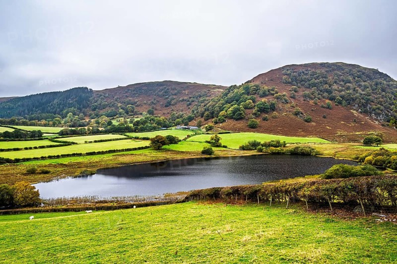 Autumn colors over Farms and Fields, Wales, UK