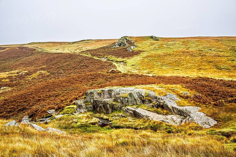 Autumn colors over Elan Valley Reservoir, Rhayader, Powys, Wales, UK
