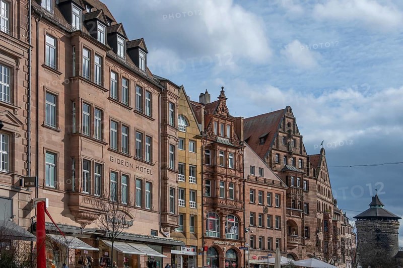Historic houses from the 19th century, Königstr, Nuremberg, Middle Franconia, Bavaria, Germany