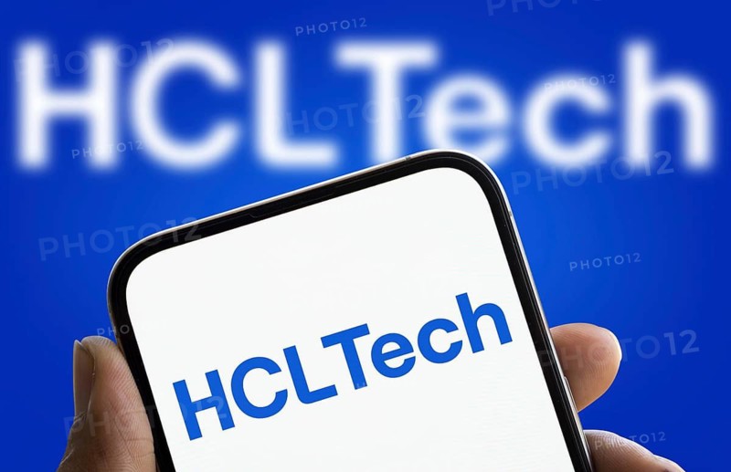 HCL Tech logo is displayed on smartphone. HCL Technologies Limited is an Indian multinational information technology consulting company.