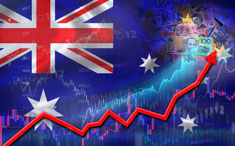 Australia economic growth on financial graph. Australia financial growth on market graph