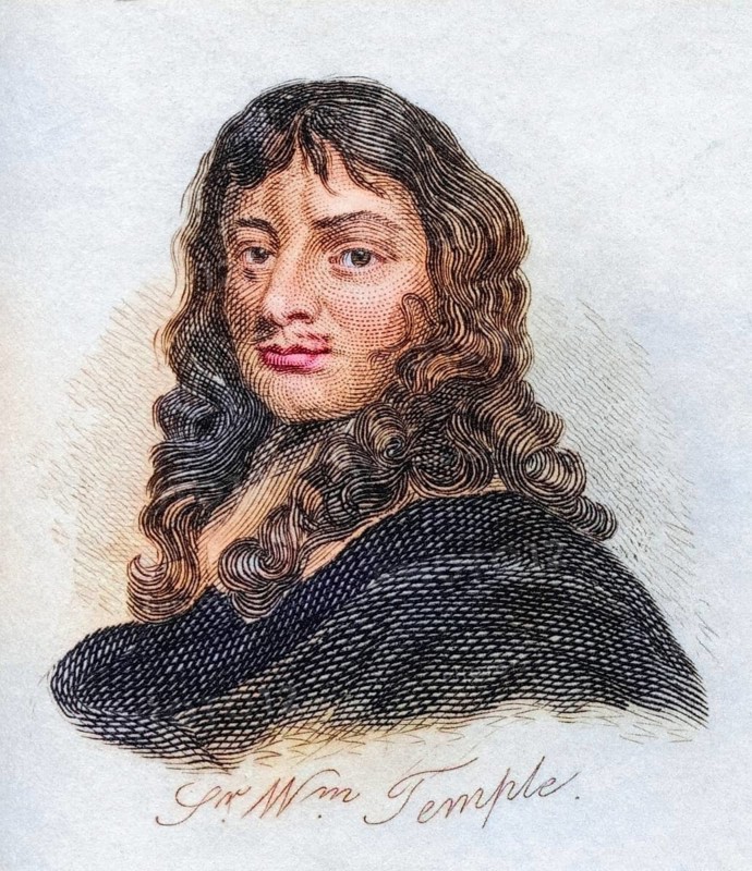 Sir William Temple 1st Baronet 1628, 1699 British statesman and essayist from the book Crabbs Historical Dictionary from 1825, Historical, digitally restored reproduction from an original from the 19th century, Record date not stated