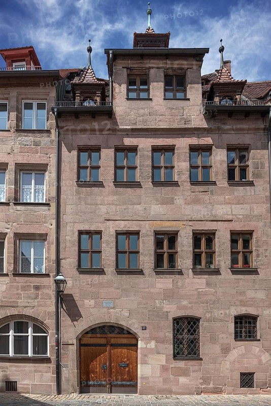 Historic roof oriel, Obere Krämergasse 12, Nuremberg, Middle Franconia, Bavaria, Germany