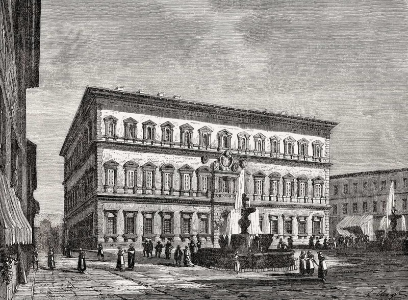 Palazzo Farnese, Piazza Farnese, Rome, Italy, 19th Century