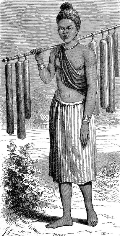 Woman from Laos, illustration from 1880, historical, digital reproduction of an original from the 19th century