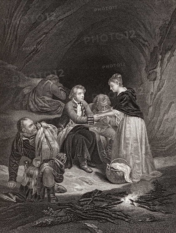 Flora MacDonald helping Charles Edward Stuart after the Battle of Culloden, 1746