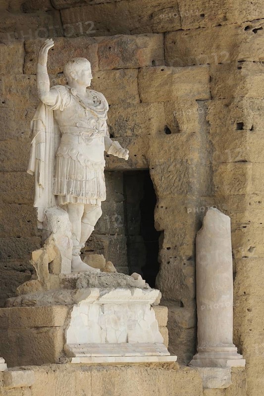 Augustus statue, Roman, emperor, sculpture, antique, Roman period, UNESCO, Roman theatre, Orange, Vaucluse, Provence, France