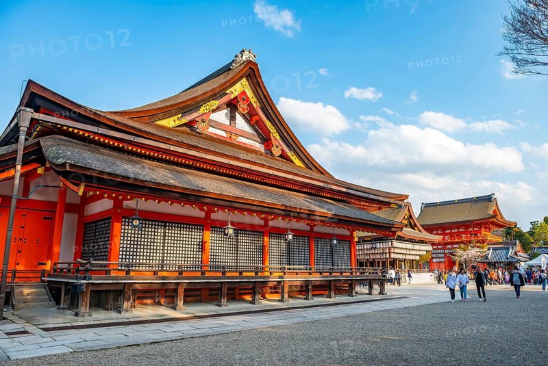 Yasaka Shrine main building in the evening light, Shinto Shrine, Higashiyama, Kyoto