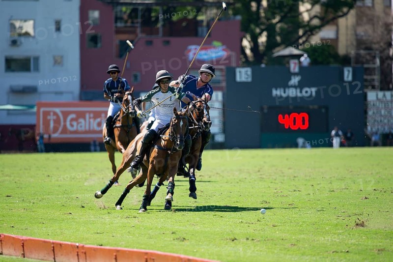 Scene at the 132nd Argentinean Open Polo Championship (Spanish 132nd Abierto Argentino de Polo de Palermo) in the Polo Stadium playing between La Hache Cria y Polo and La Dolfina 2 in Buenos Aires, Argentina