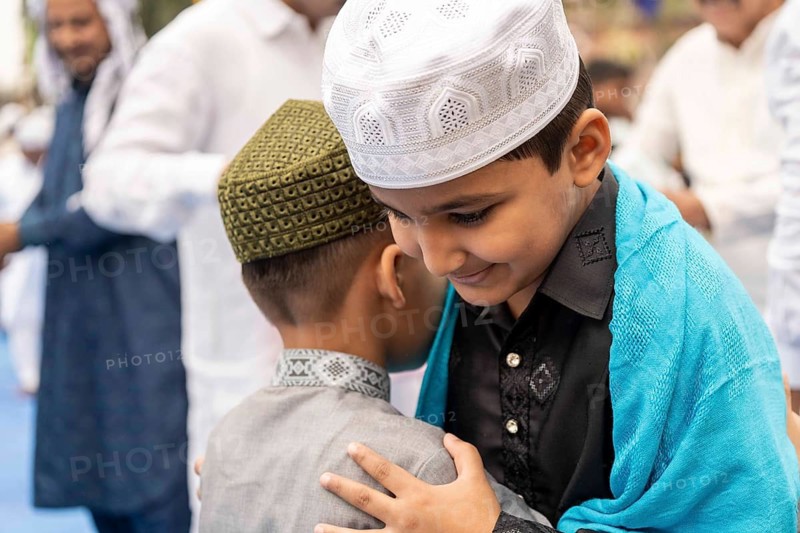 Muslims greets eachother after attend to Eid al-Fitr prayer at Eidgah, on March 21, 2026 in Guwahati, India. Muslims make up a sizeable minority of India's population and celebrate Eid along with muslims across the world at the end of Ramadan