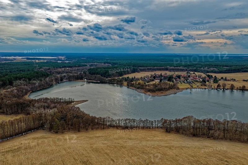 Landscape of the Mecklenburg Lake District in Müritz National Park. aerial view. Neustrelitz, Mecklenburg-Western Pomerania, Germany