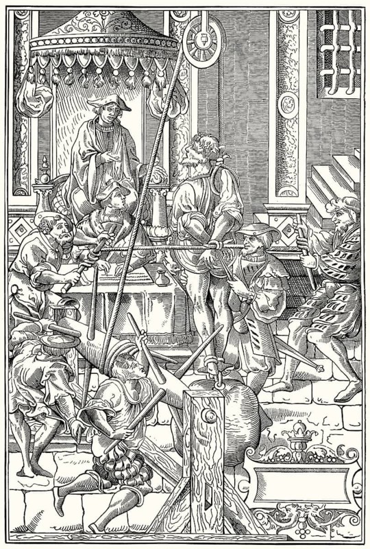 Torture of an alchemist, 16th century