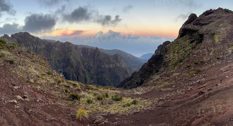 Sunset at Pico do Arieiro, hiking trail PR1, Madeira, Portugal