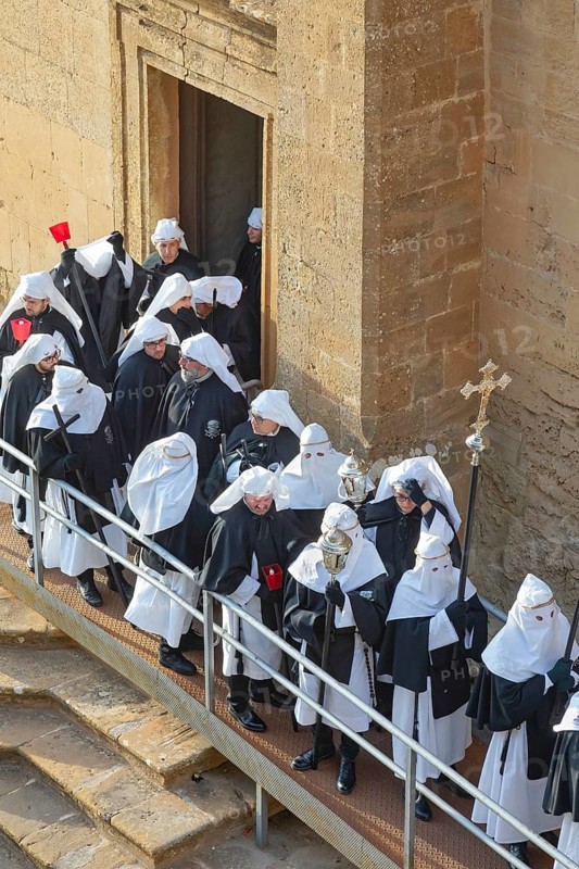 Good Friday Procession leaving Enna Cathedral, Enna, Siclly, Italy