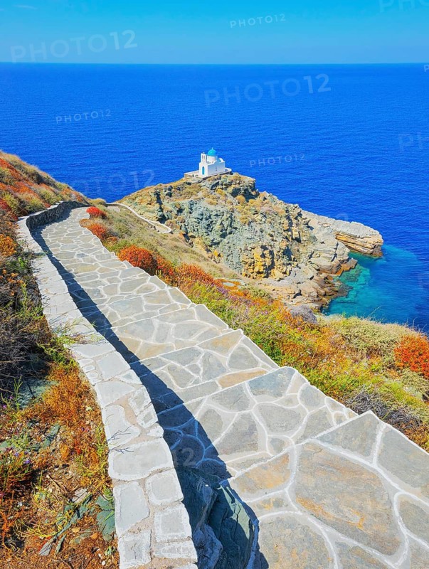 View of Seven Martyrs Church, Kastro, Sifnos Island, Cyclades Islands, Greece