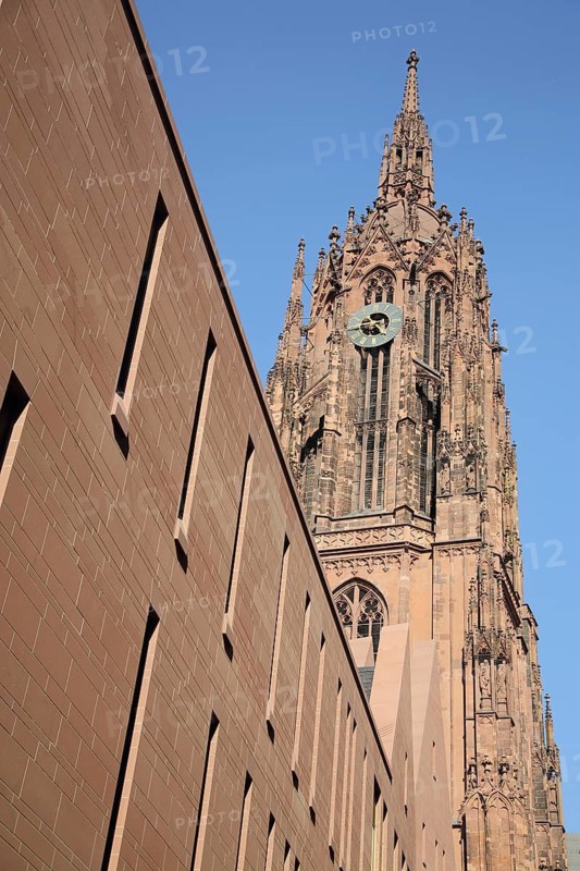 Gothic imperial cathedral of St. Bartholomew, looking up, Frankfurt am Main, Hesse, Germany