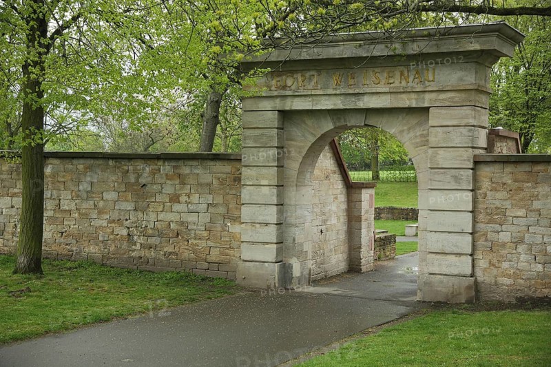 Historic Fort Weisenau built 1826-31 in the Volkspark in Mainz, Rhineland-Palatinate, Germany