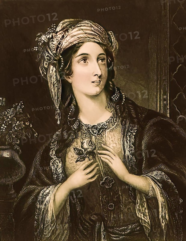 Leila, female figure from the poem The Giaour by George Gordon Noel Byron, digital edited