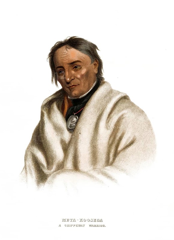 American Indian, Native American, Meta-Koosega, a Chippeway warrior, United States of America, USA, Painting by Charles Bird King (1785, 1862, c. 1840, Historical, Digitally restored reproduction from a 19th century original, Record date not stated