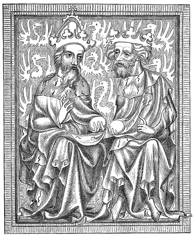 Golden Bull, Charles IV, born Wenceslaus, 1316-1378, King of Bohemia, Holy Roman Emperor, with his son Wenzel, der Faule